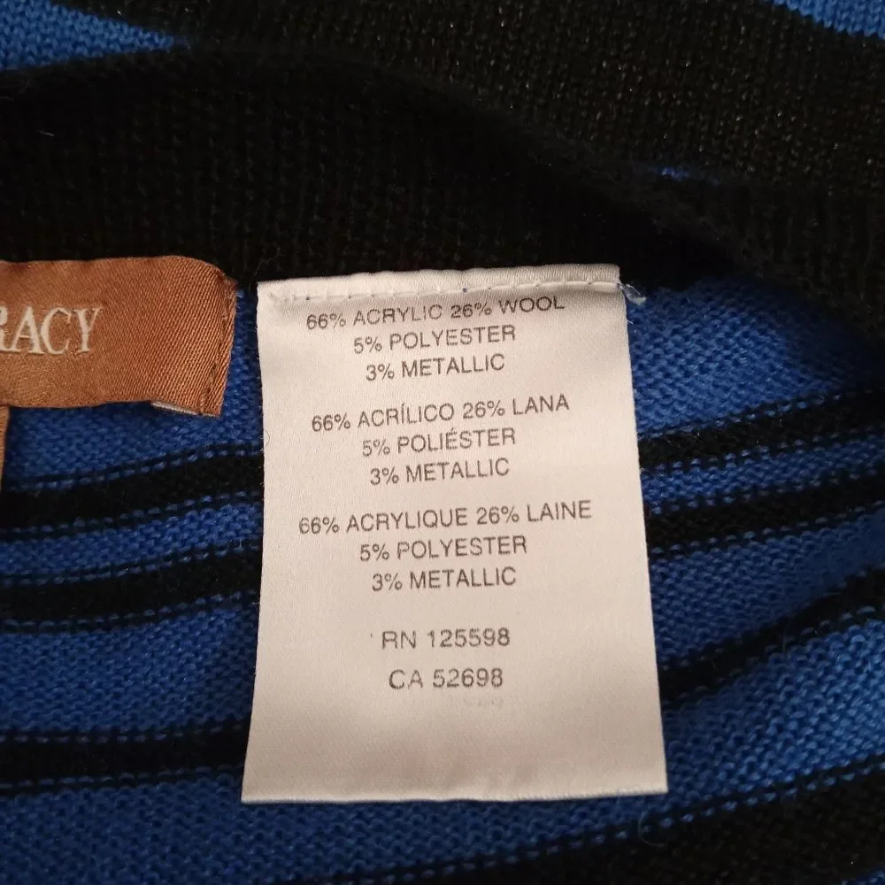 Ellen Tracy Blue and Black Shimmer  Pancho/ Shawl Size M/l